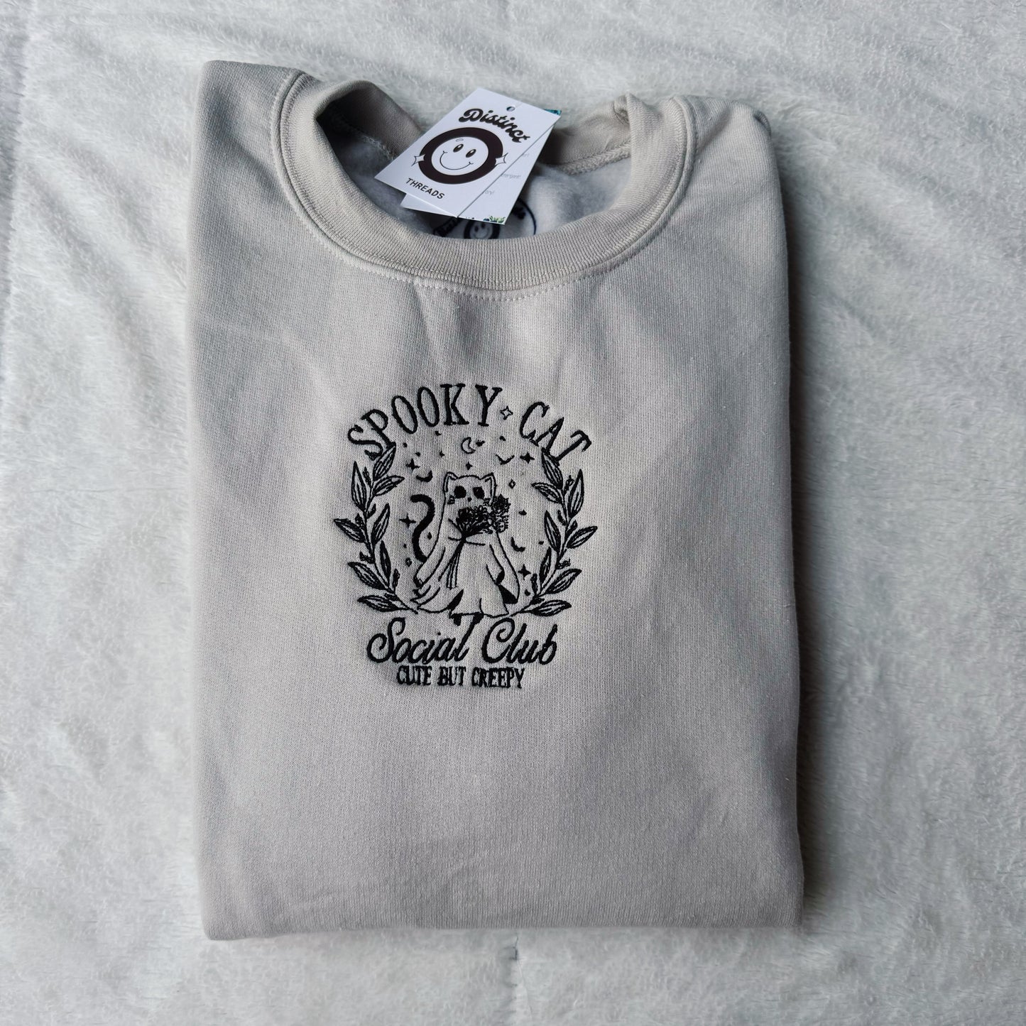 Spooky Cat Social Club Embroidered Crewneck Sweatshirt