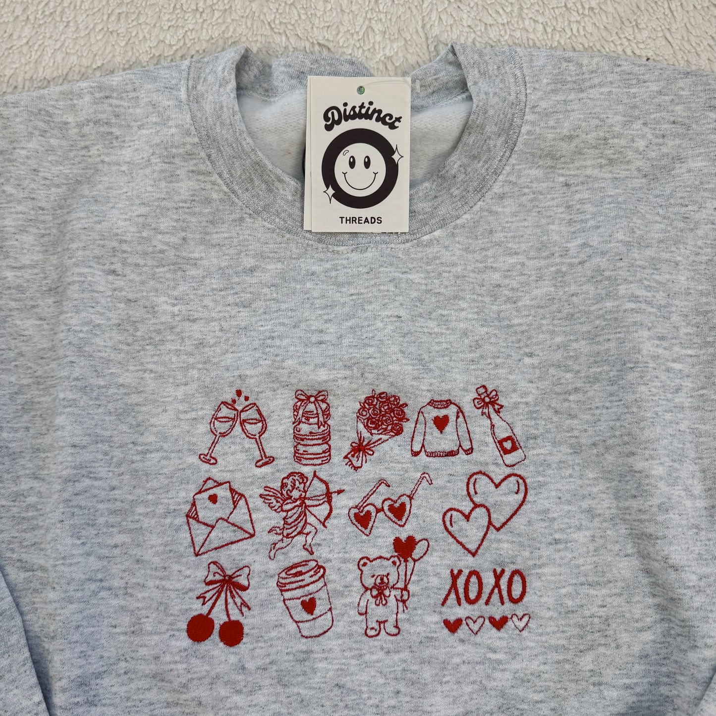 Love Collage Ready To Ship Embroidered Crew - Size Small