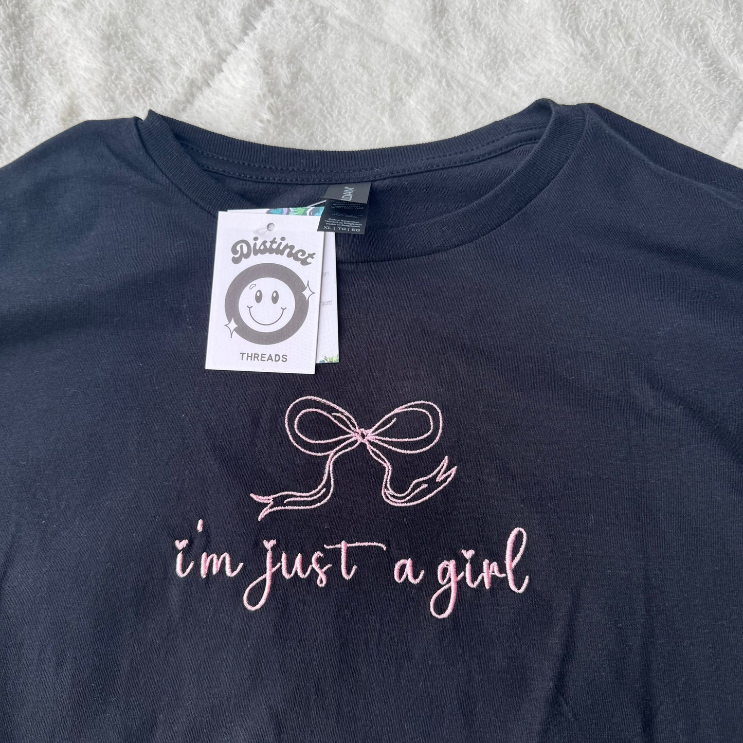 I'm Just A Girl Ready To Ship Embroidered Tee - Size XL