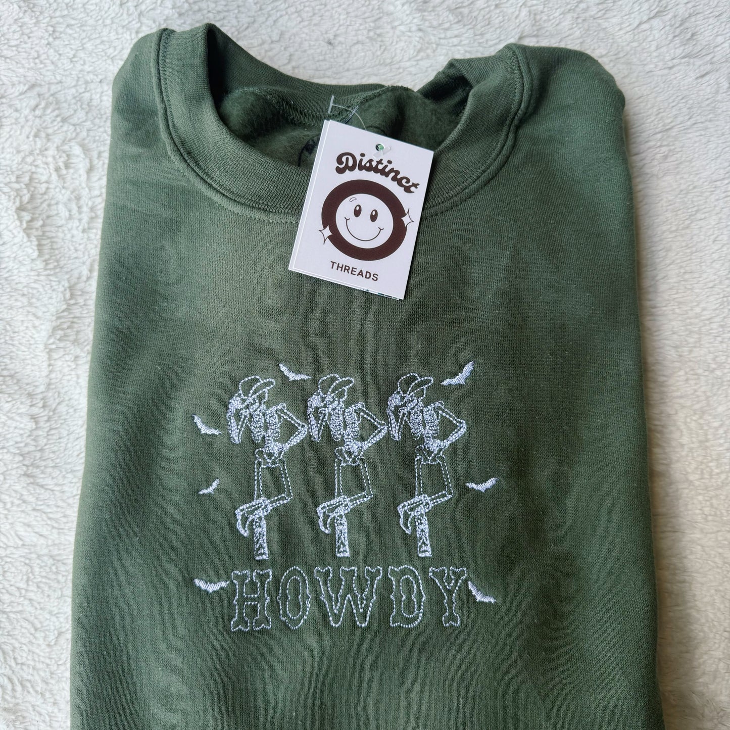 Howdy Dancing Skeletons Embroidered Crewneck Sweatshirt