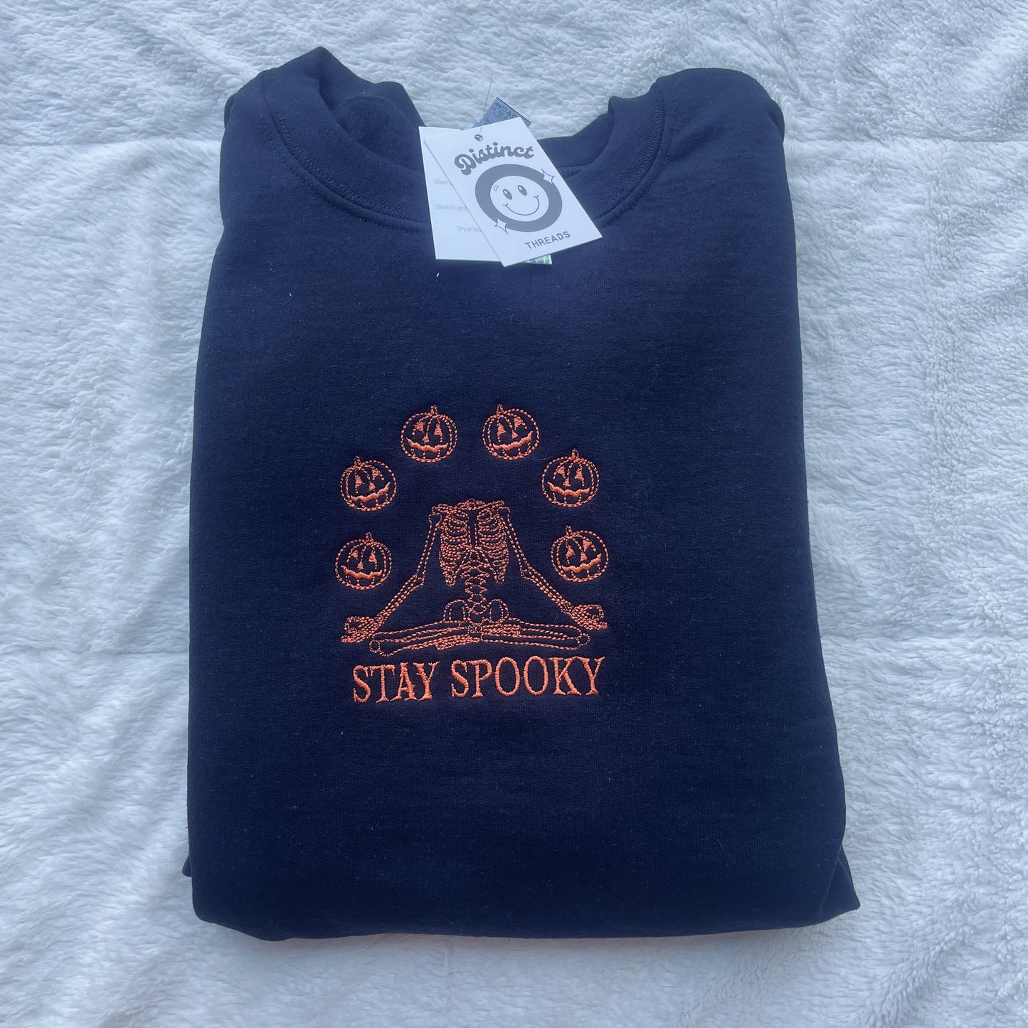 Stay Spooky Skeleton Embroidered Crewneck Sweatshirt