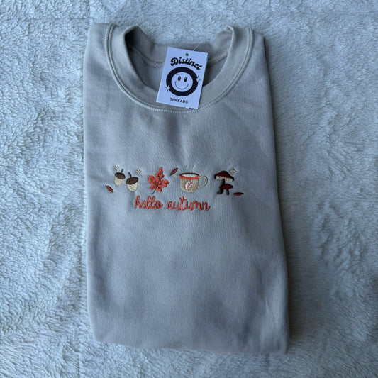 Hello Autumn Embroidered Crewneck Sweatshirt