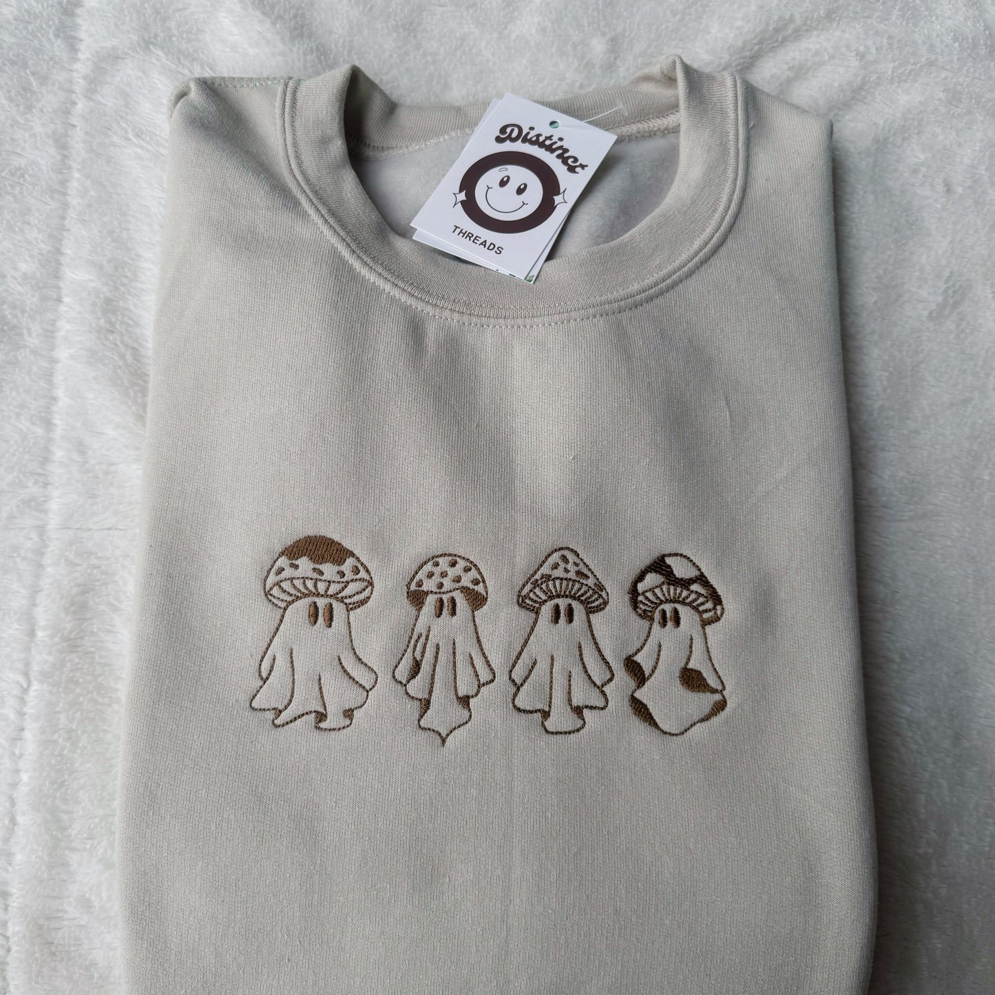 Mushroom Ghosts Embroidered Crewneck Sweatshirt