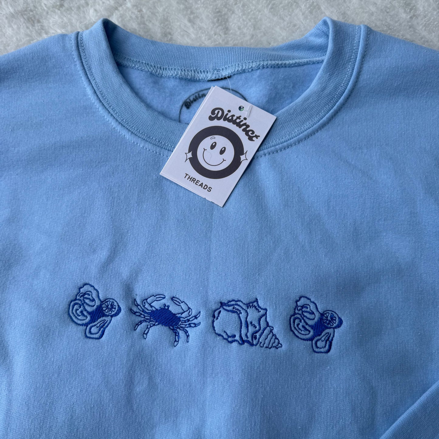 Beachy Shells Ready To Ship Embroidered Crew - Size Small