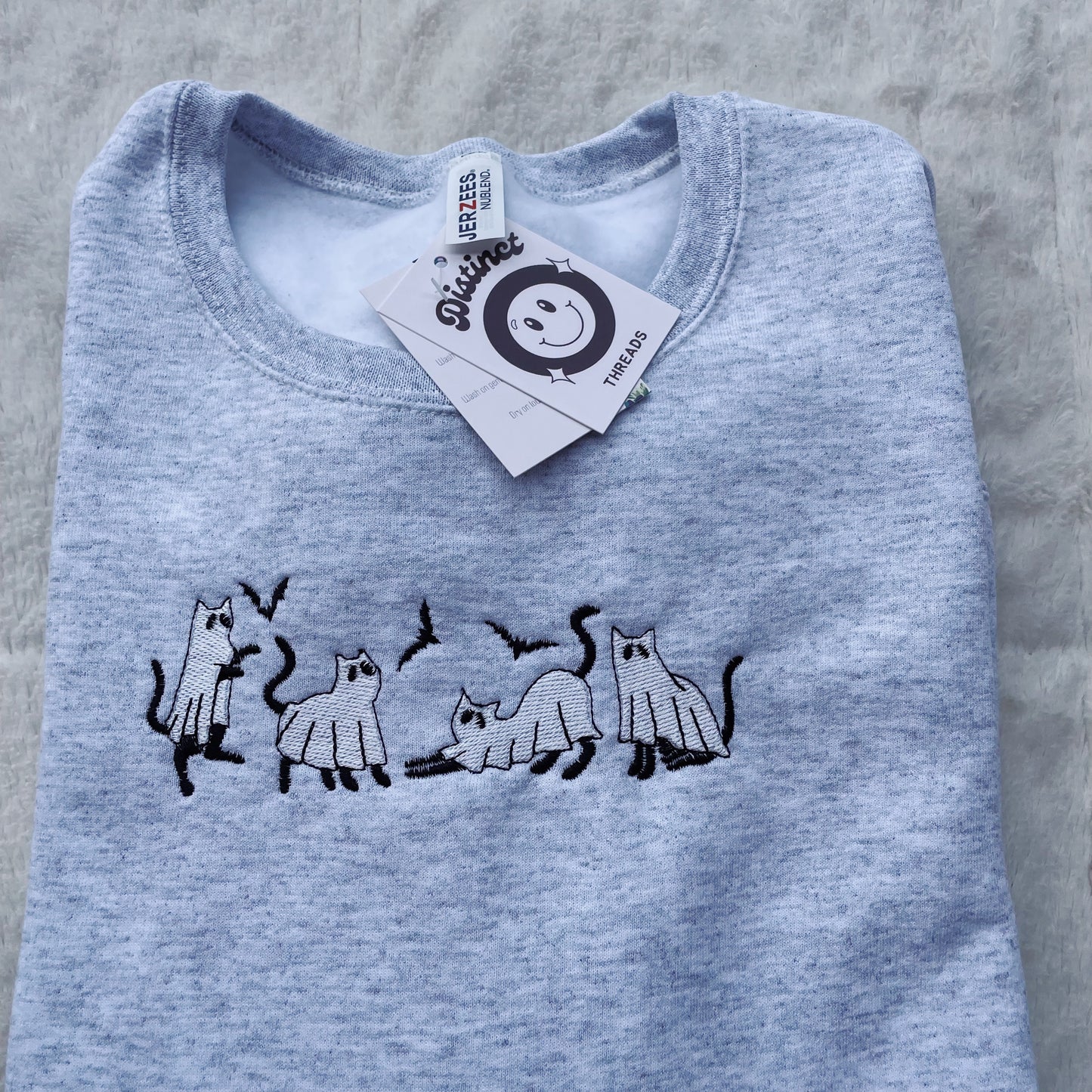 Ghost Cats Embroidered Crewneck Sweatshirt