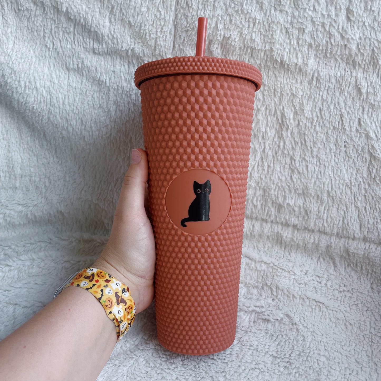 24 oz Black Cat Studded Tumbler