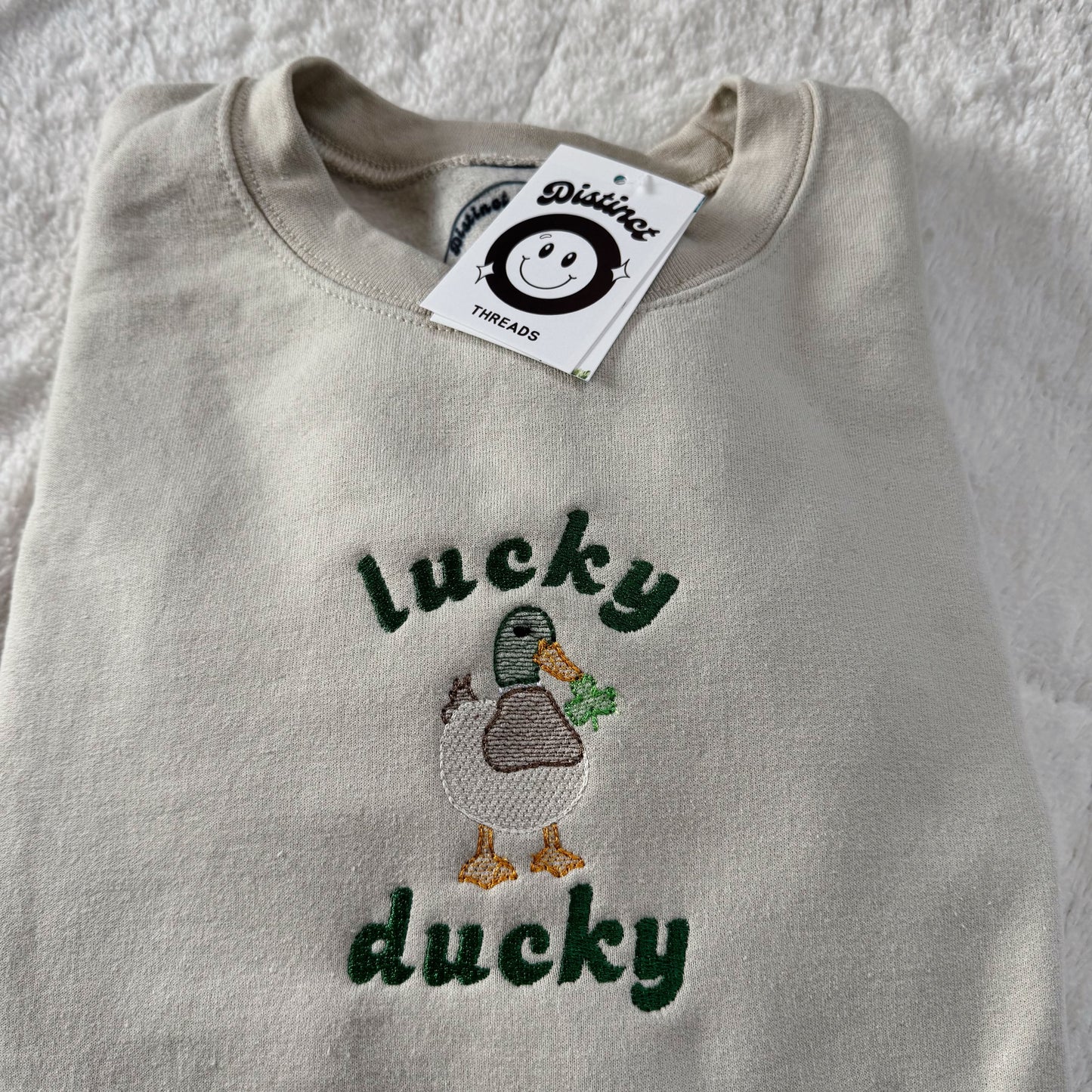 Lucky Ducky Embroidered Crewneck Sweatshirt