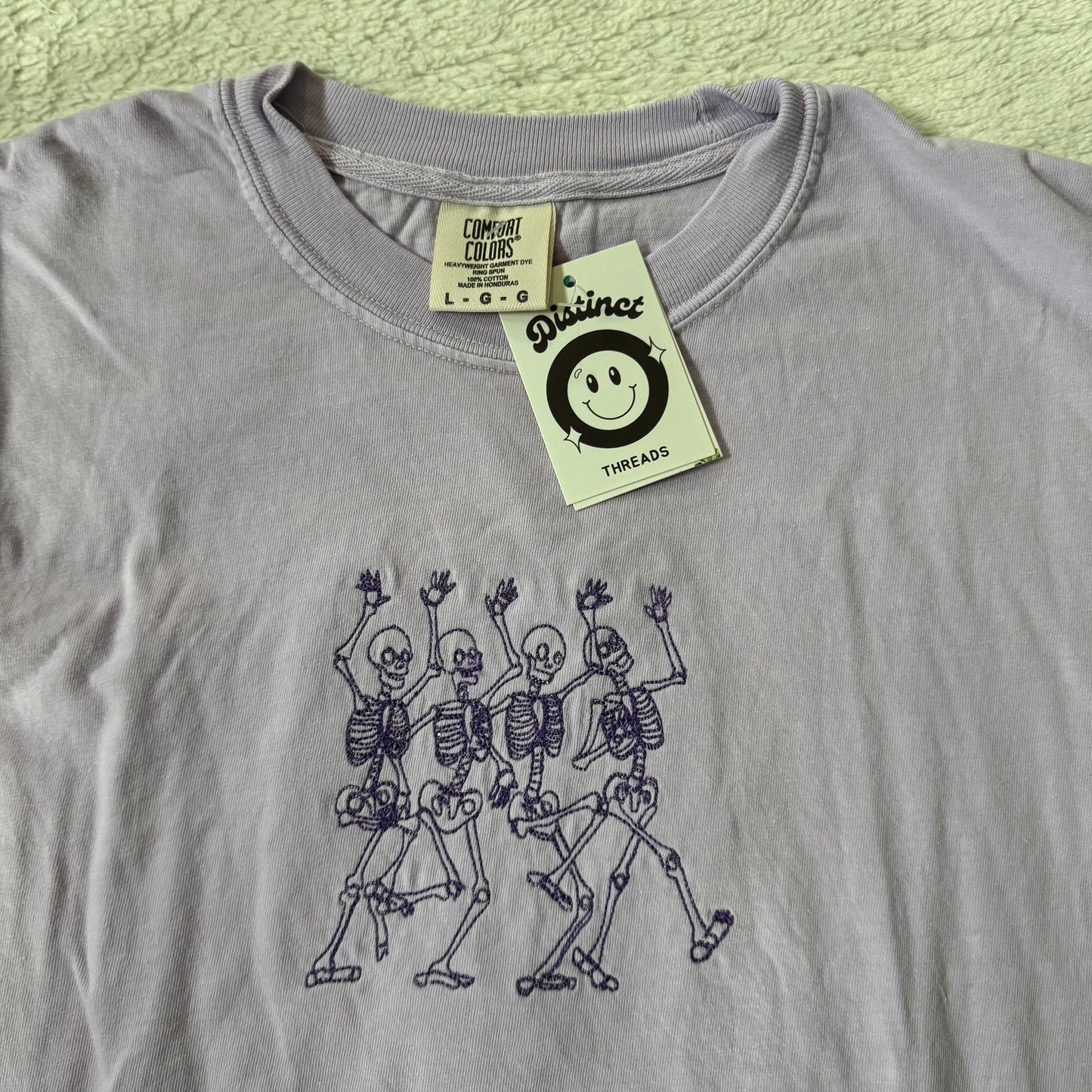 Dancing Skeletons Ready To Ship Embroidered Comfort Colors Tee - Size Large