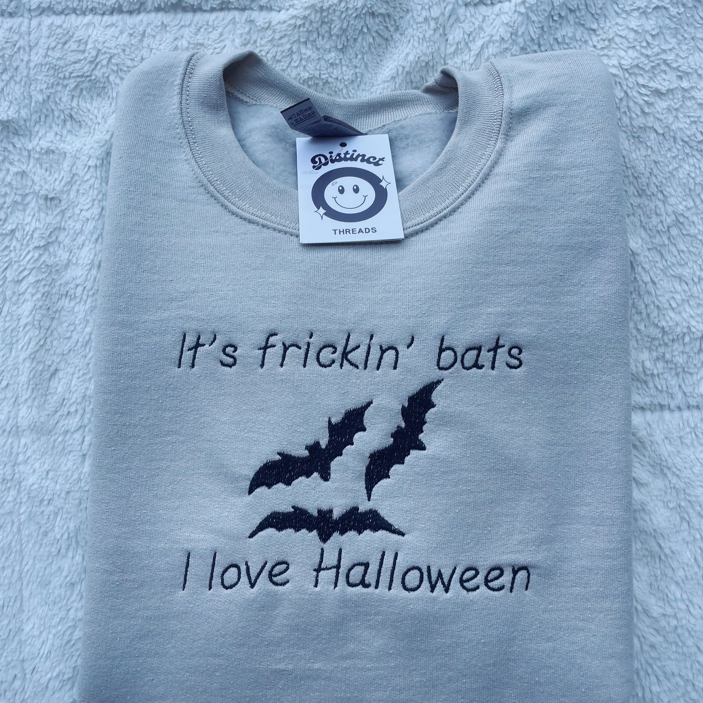 It's Frickin' Bats I Love Halloween Embroidered Crewneck Sweatshirt