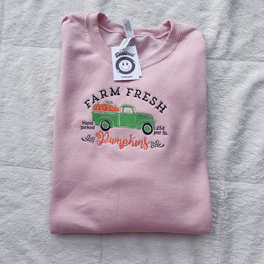 Farm Fresh Pumpkins Embroidered Crewneck Sweatshirt