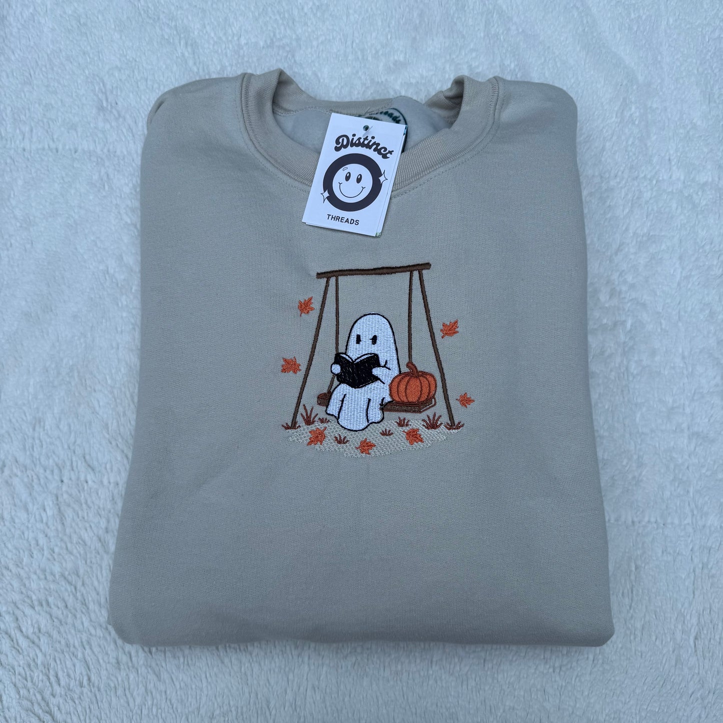 Ghost Reading Embroidered Crewneck Sweatshirt