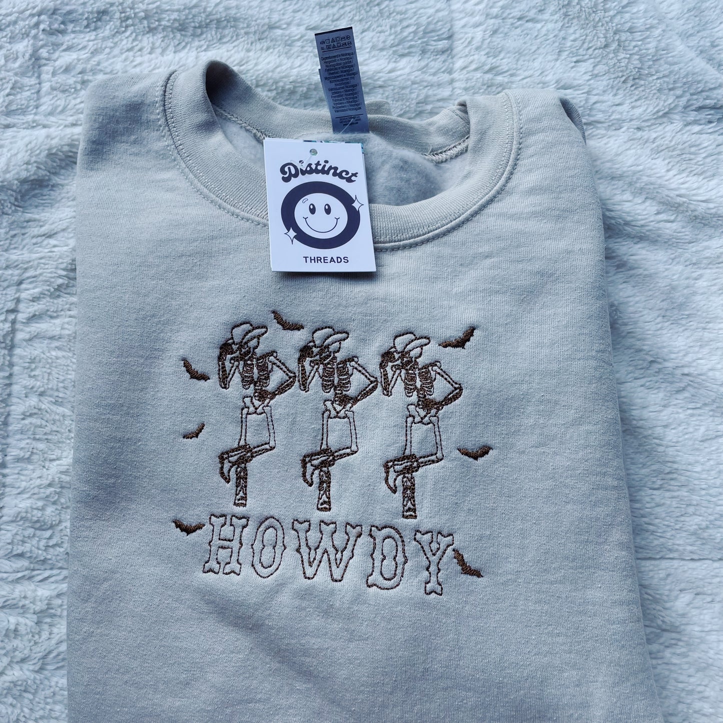 Howdy Dancing Skeletons Embroidered Crewneck Sweatshirt