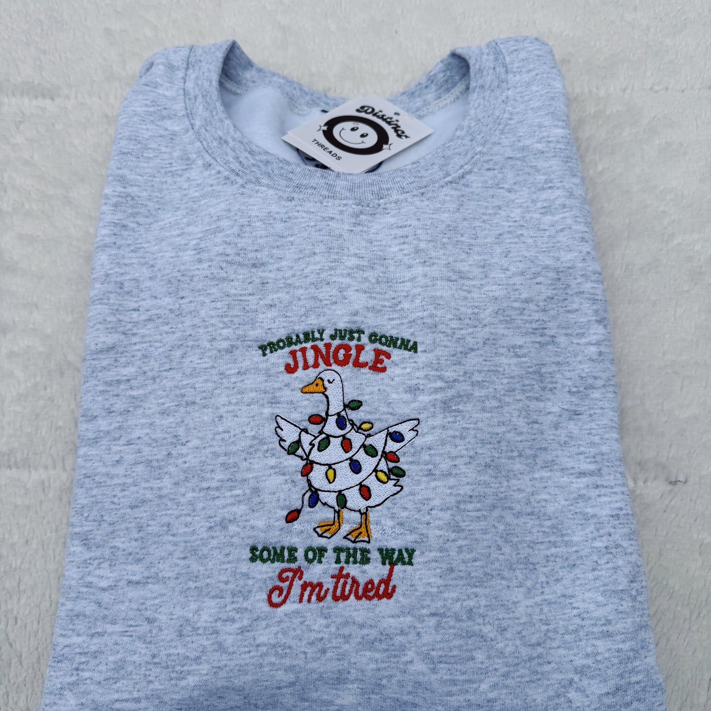 Christmas Goose Jingle Some Of The Way Embroidered Crewneck Sweatshirt