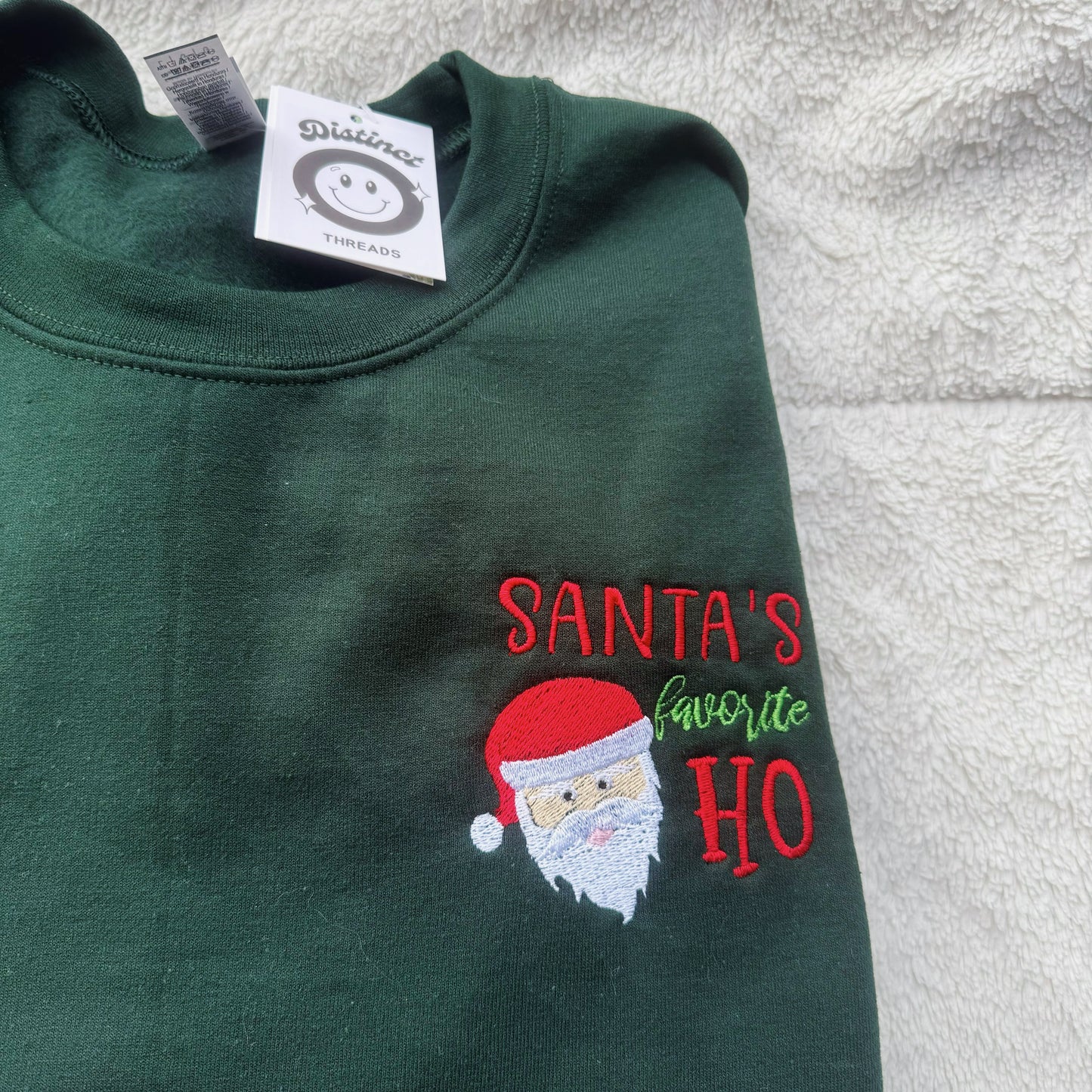 Santa's Favorite Ho Christmas Embroidered Crewneck Sweatshirt