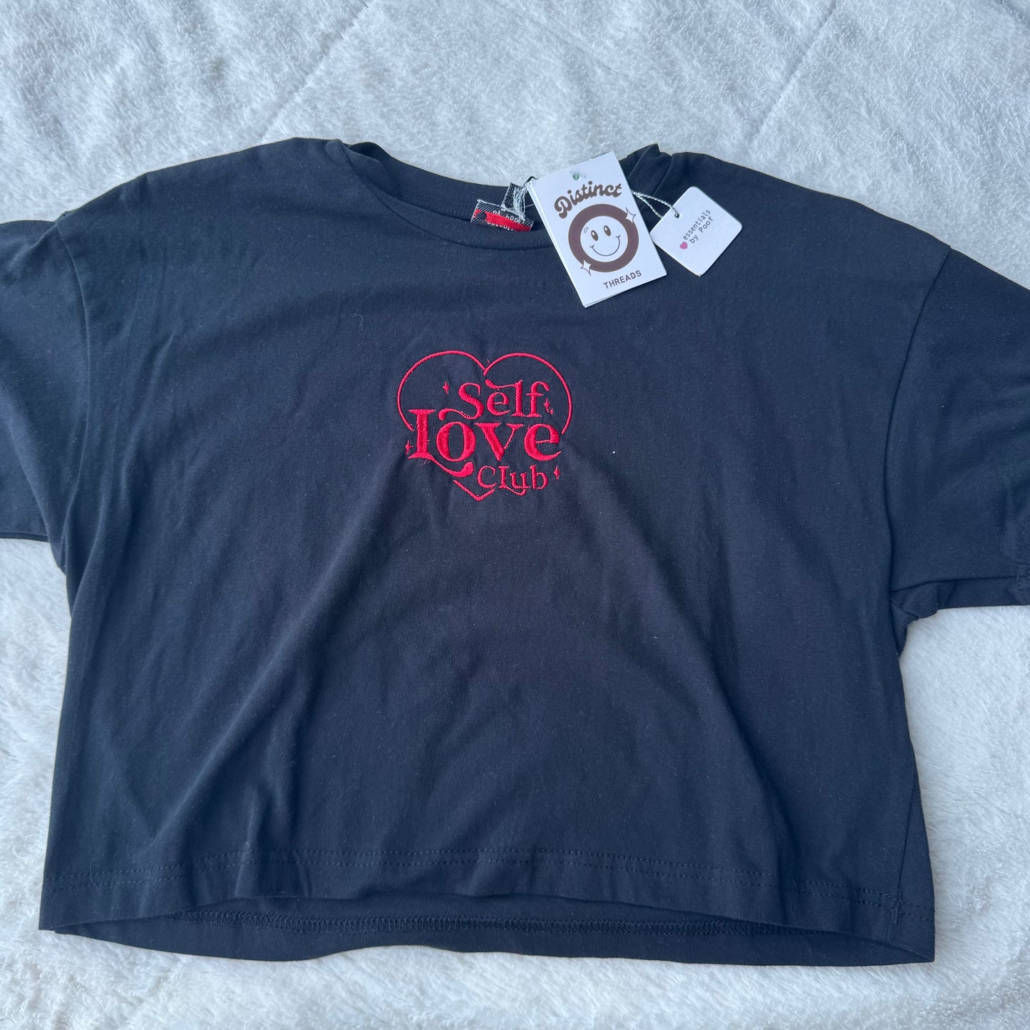 Self Love Club Ready To Ship Embroidered Cropped Tee - Size Medium