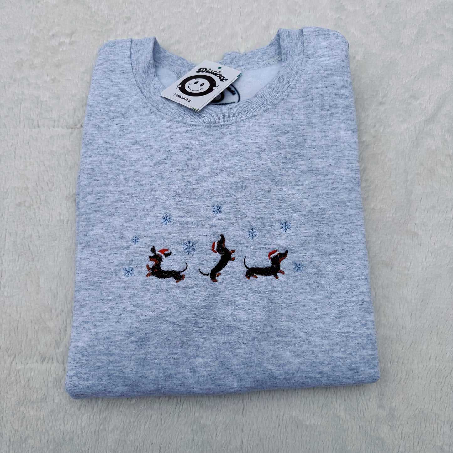 Winter Dachshunds Embroidered Crewneck Sweatshirt