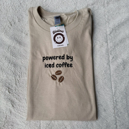 Powered by Iced Coffee Embroidered T-Shirt