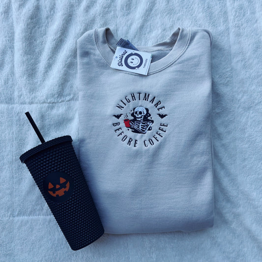 Nightmare Before Coffee Embroidered Crewneck Sweatshirt