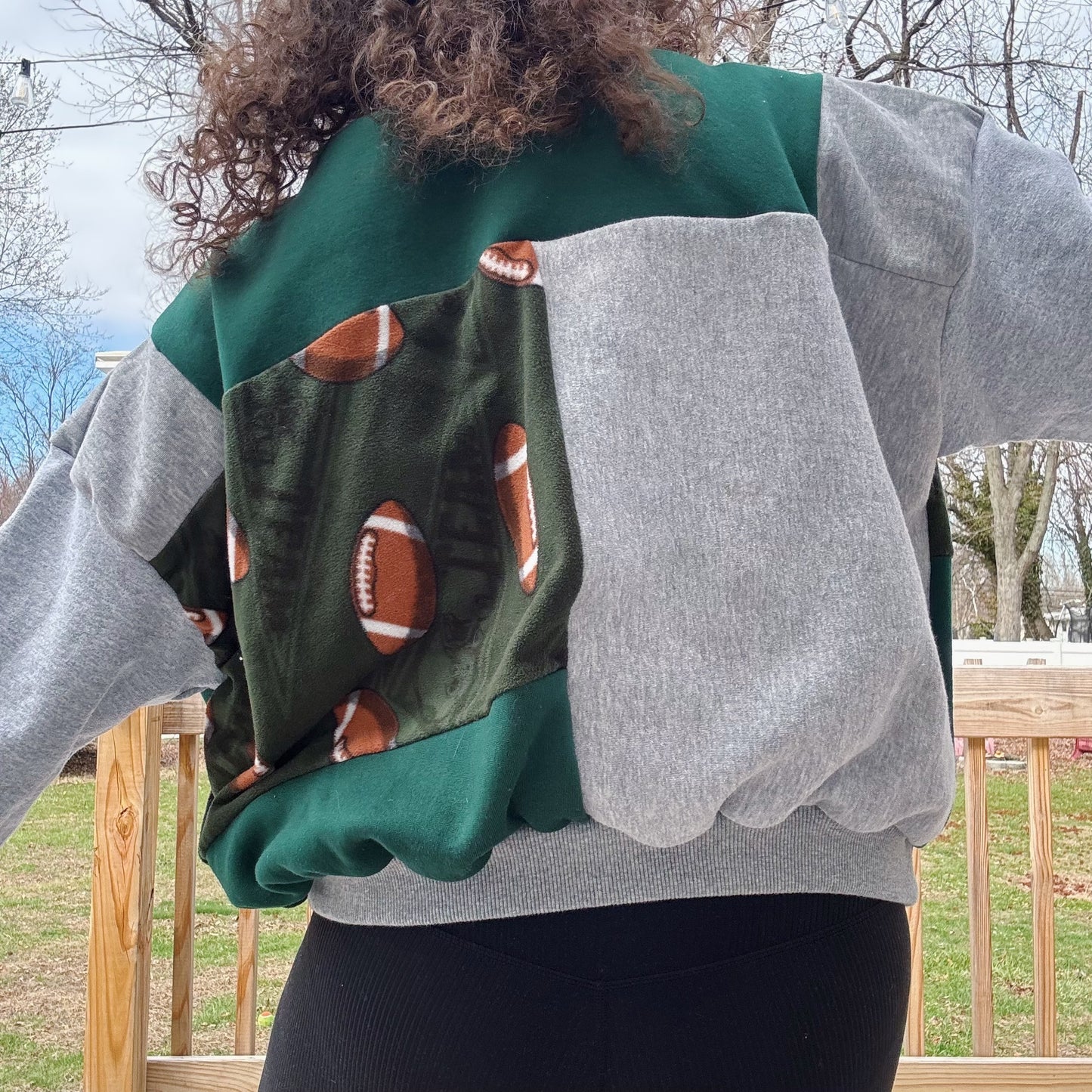 Birds Football Patchwork Hoodie - Size XS-XL