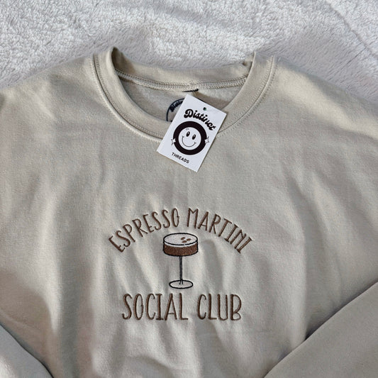 Espresso Martini Social Club Ready To Ship Embroidered Crew - Size Medium