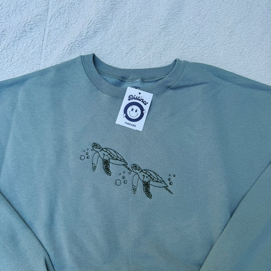 Sea Turtles Ready To Ship Embroidered Crew - Size XL