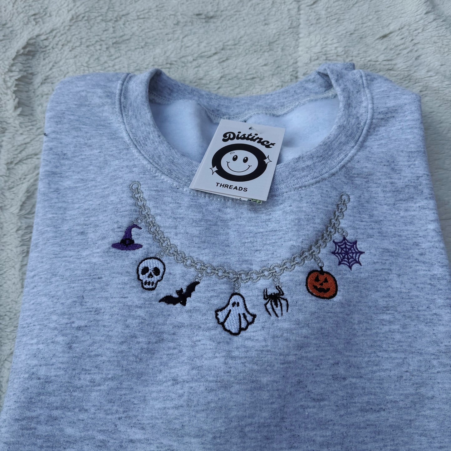Spooky Necklace Embroidered Crewneck Sweatshirt
