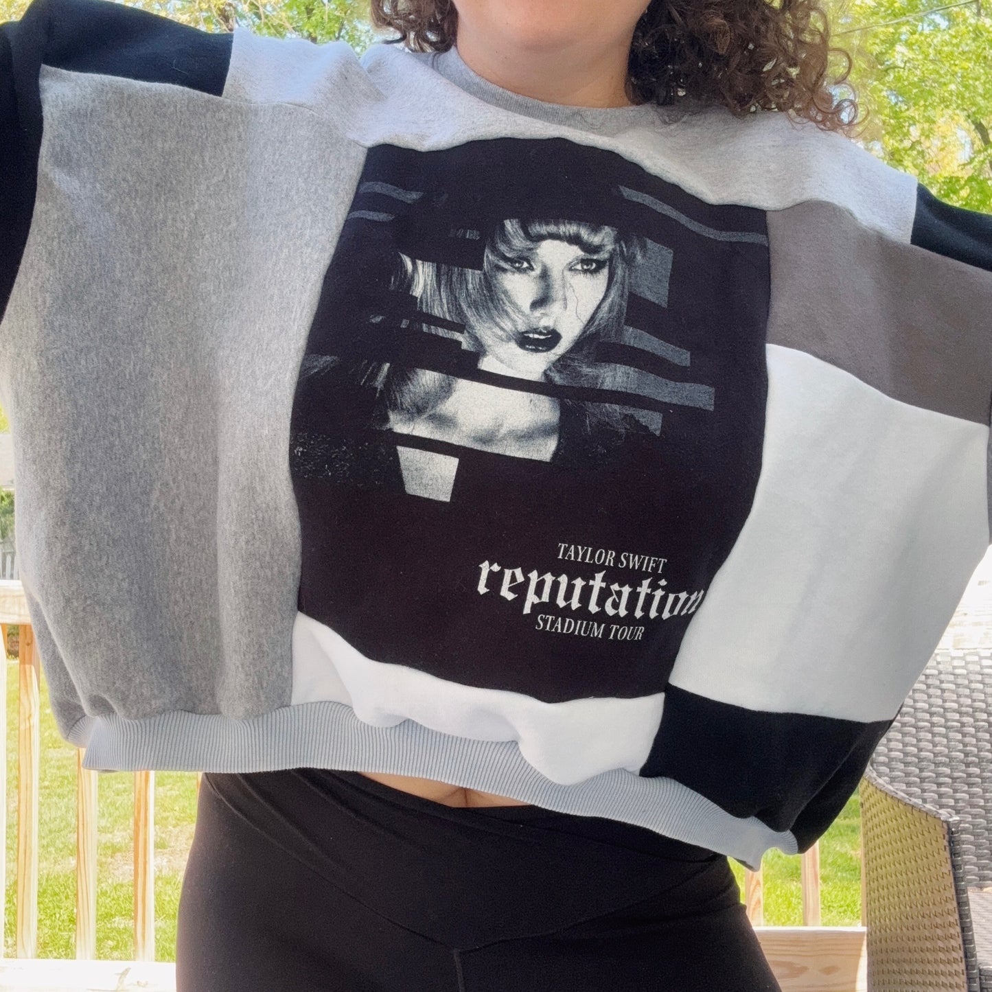 Rep Patchwork Cropped Crew - Size XS-L