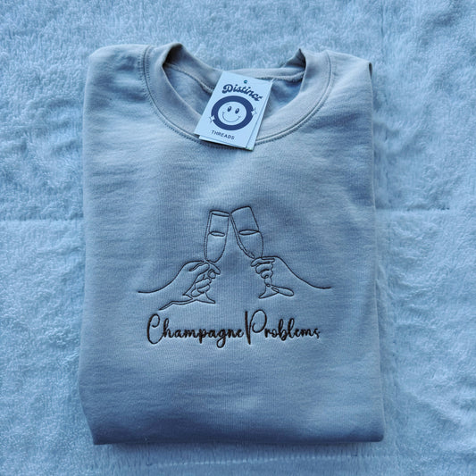 Champagne Problems Taylor Inspired Embroidered Crewneck Sweatshirt