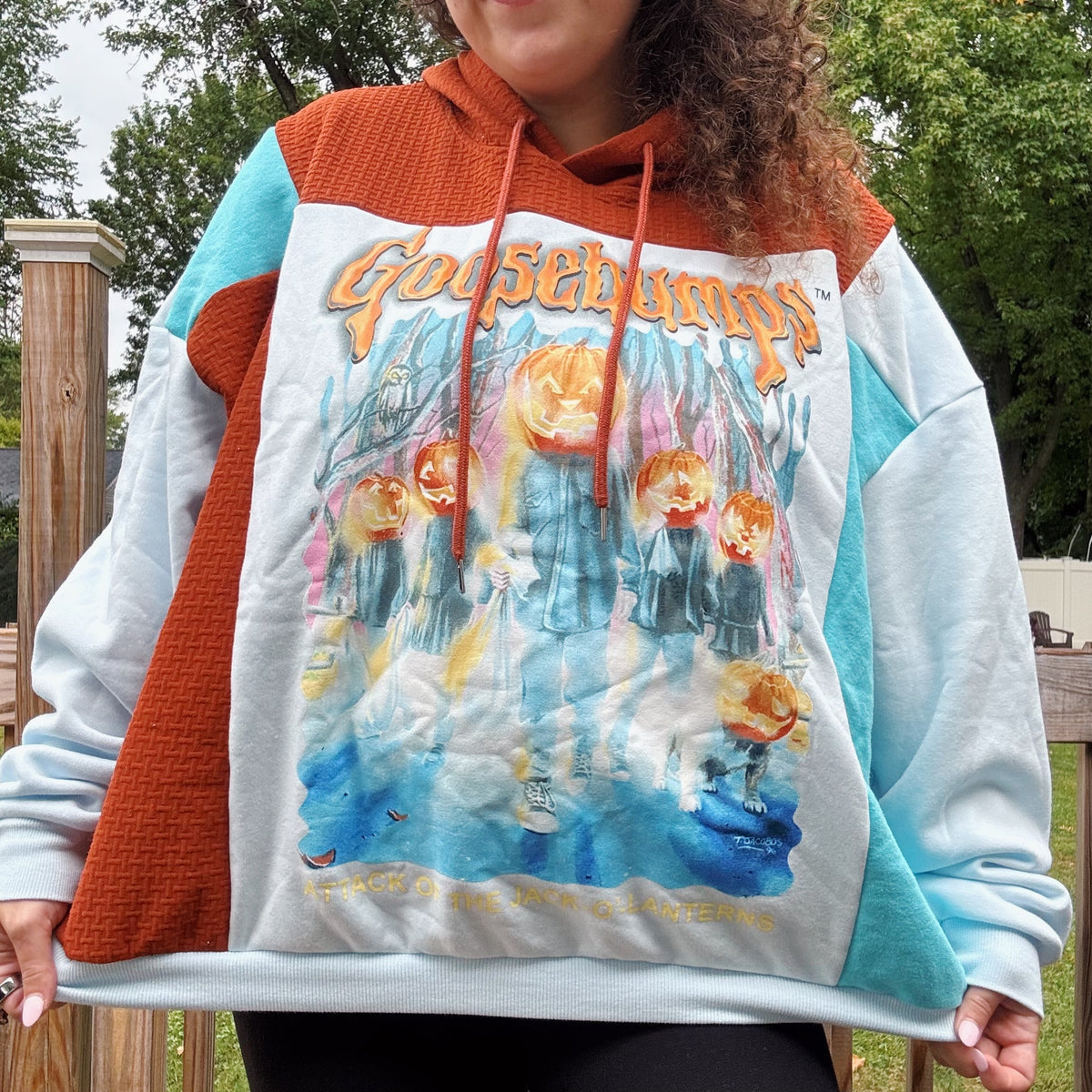 Jack-O-Lanterns Patchwork Hoodie - Size M-3XL