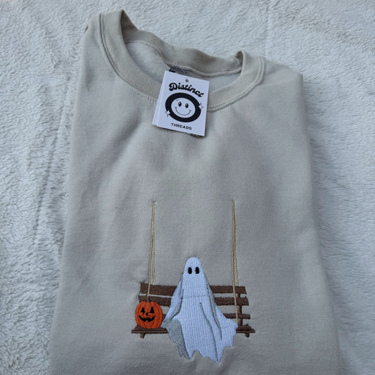 Swinging Ghost Embroidered Crewneck Sweatshirt