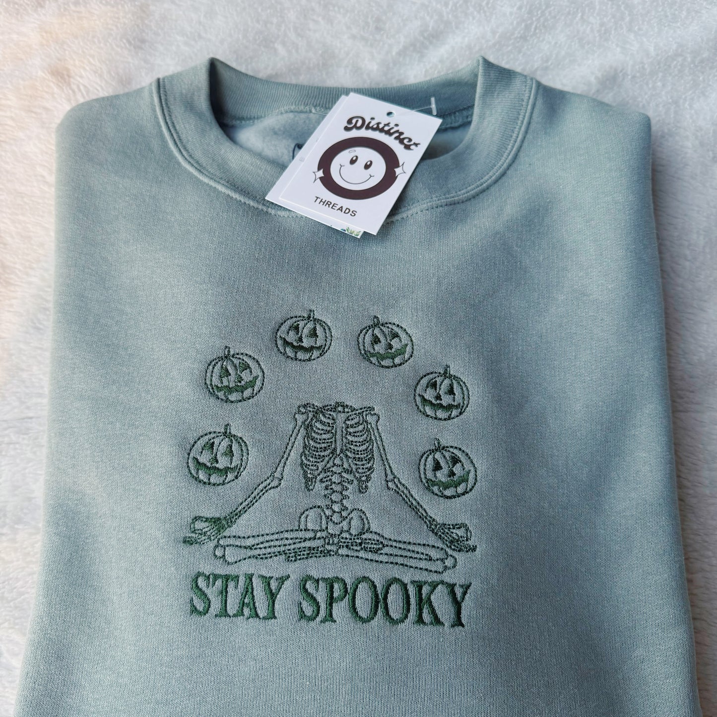 Stay Spooky Skeleton Embroidered Crewneck Sweatshirt