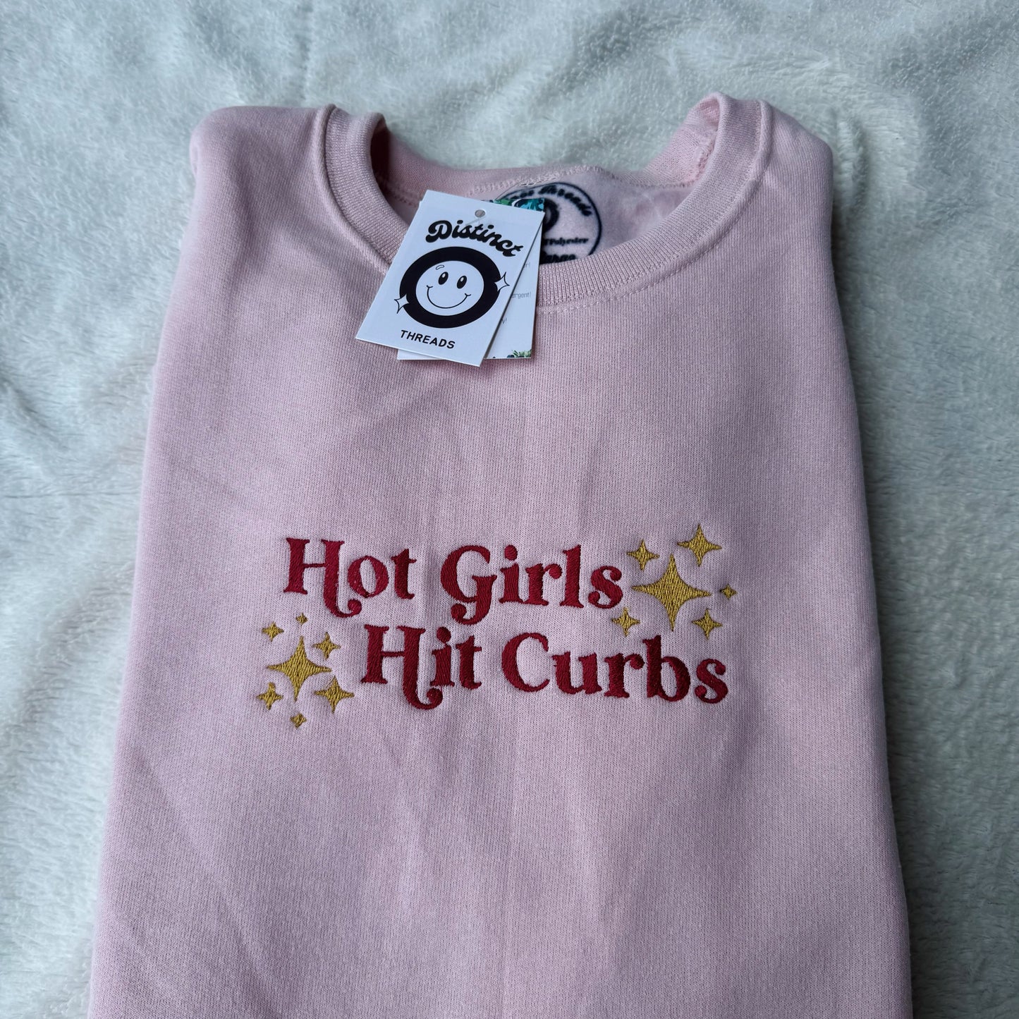 Hot Girls Hit Curbs Embroidered Crewneck Sweatshirt