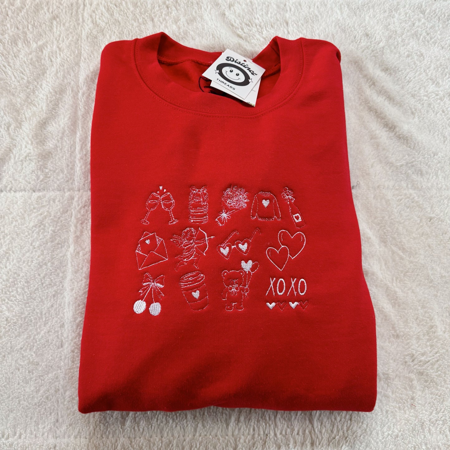 Love Collage Embroidered Crewneck Sweatshirt