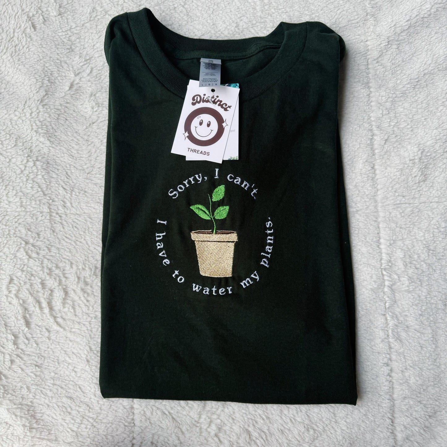 Sorry I Can't I Have To Water My Plants Embroidered T-Shirt