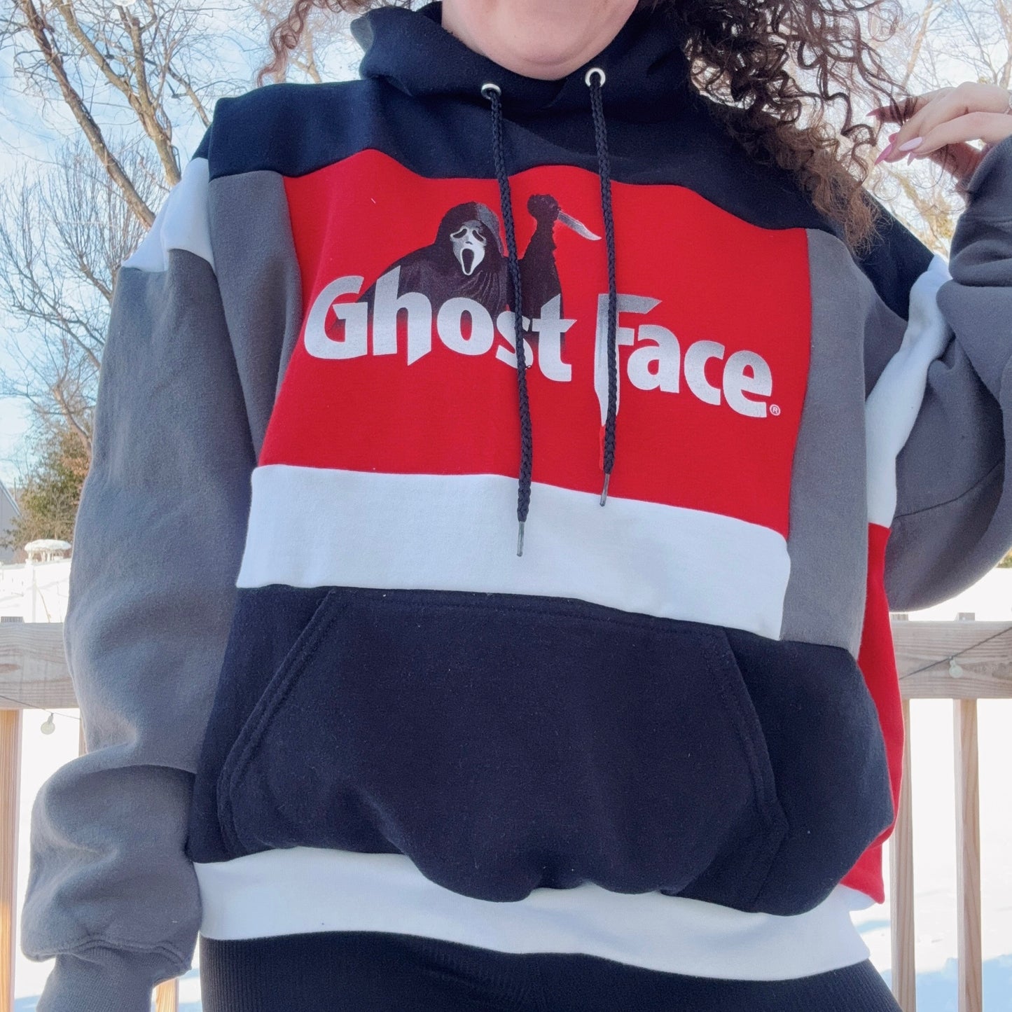 Scream Patchwork Hoodie - Size XS-2XL