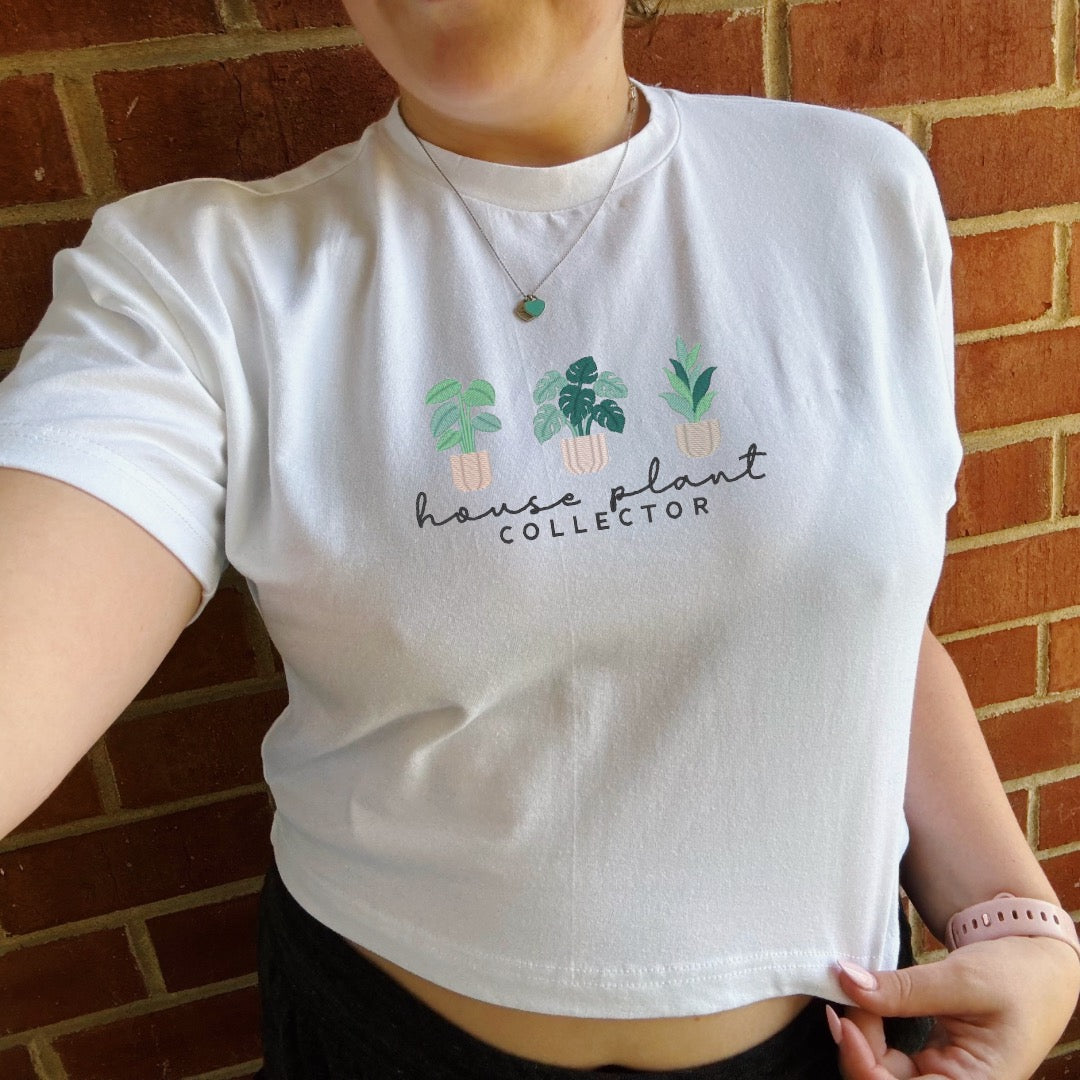 House Plant Collector Embroidered Cropped Tee