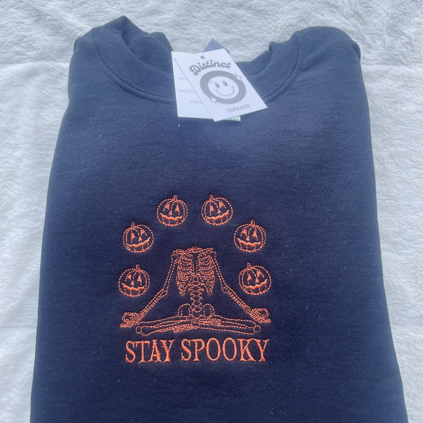 Stay Spooky Skeleton Embroidered Crewneck Sweatshirt