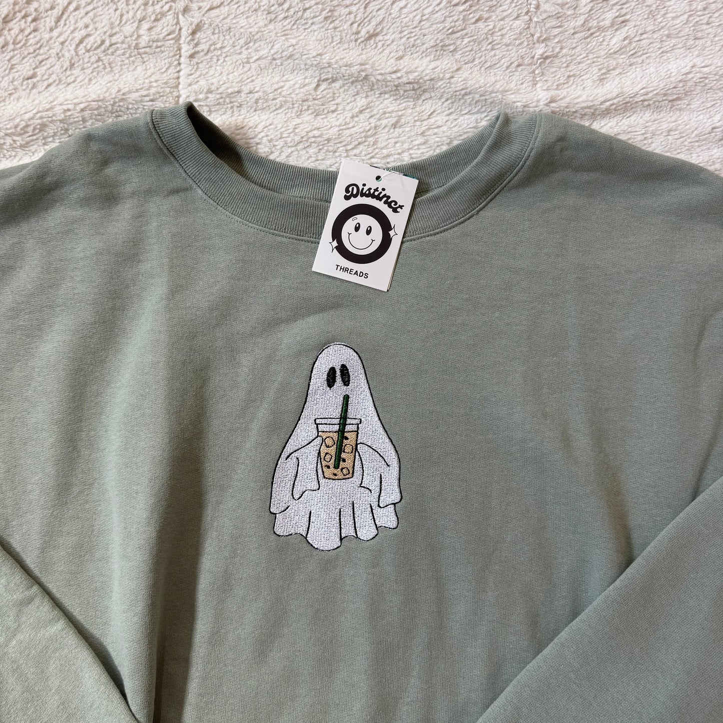 Iced Coffee Ghost Ready To Ship Embroidered Crew - Size XXL
