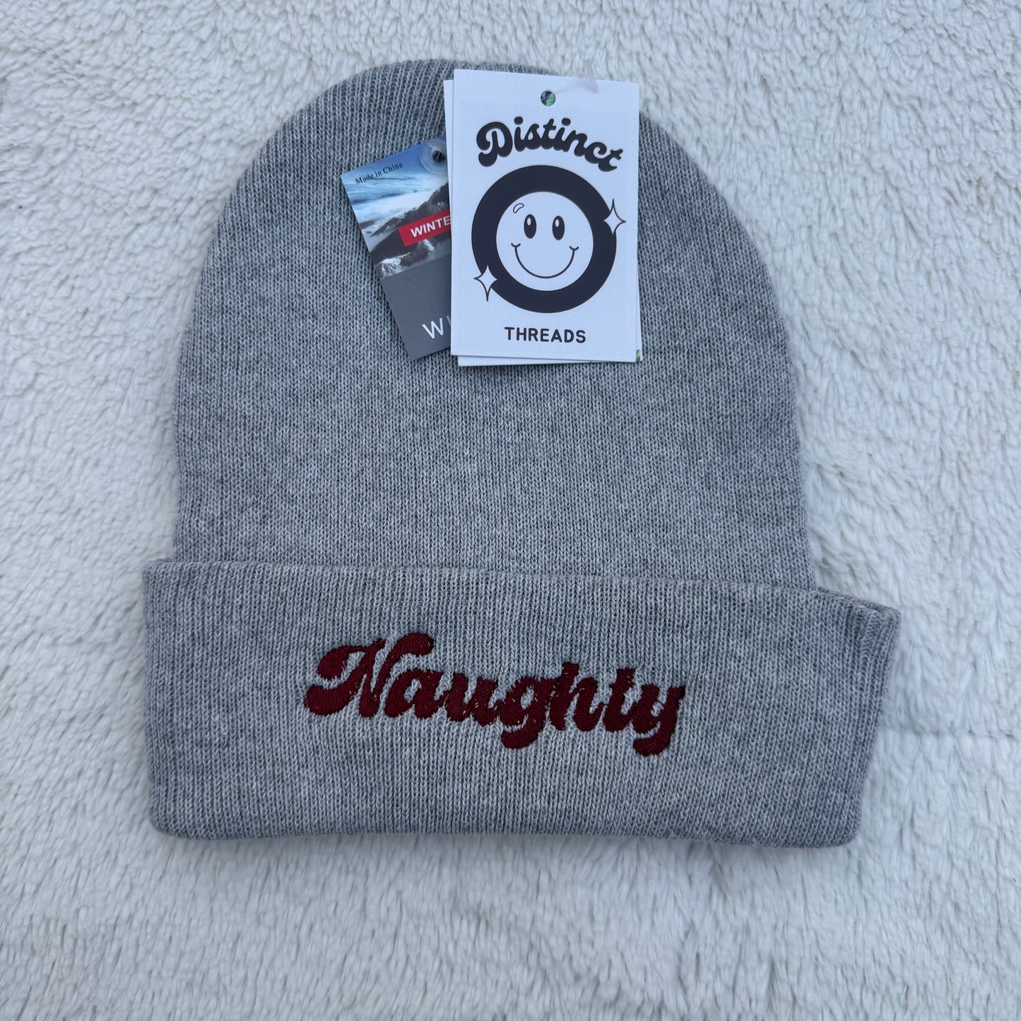 Naughty/Nice Embroidered Beanie