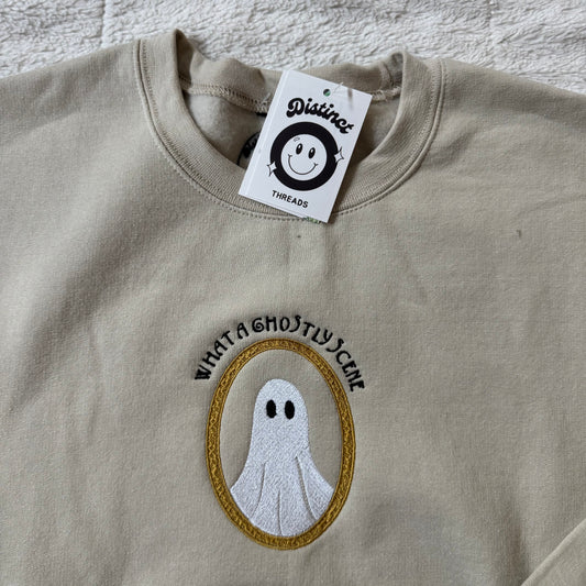 What A Ghostly Scene Ready To Ship Embroidered Crew - Size Medium