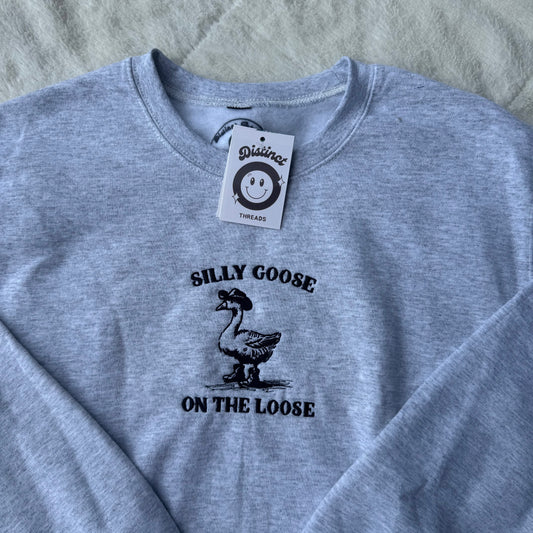 Silly Goose On The Loose Ready To Ship Embroidered Crew - Size Small