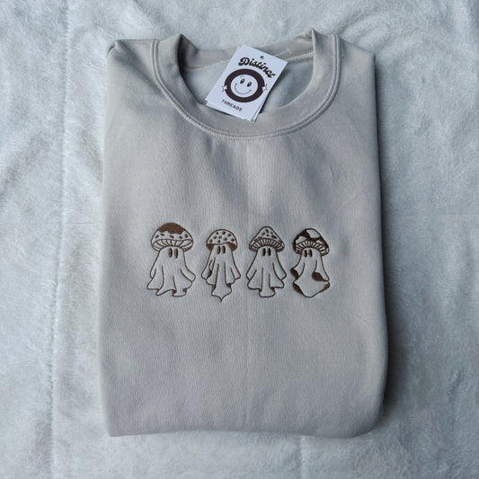 Mushroom Ghosts Embroidered Crewneck Sweatshirt