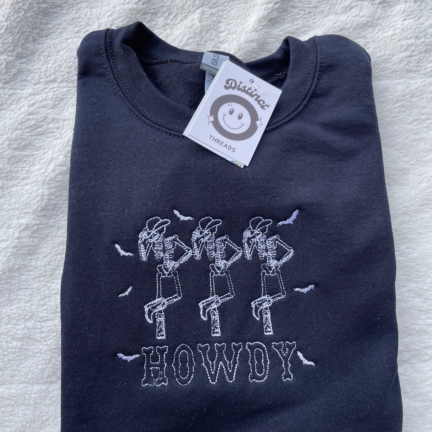 Howdy Dancing Skeletons Embroidered Crewneck Sweatshirt