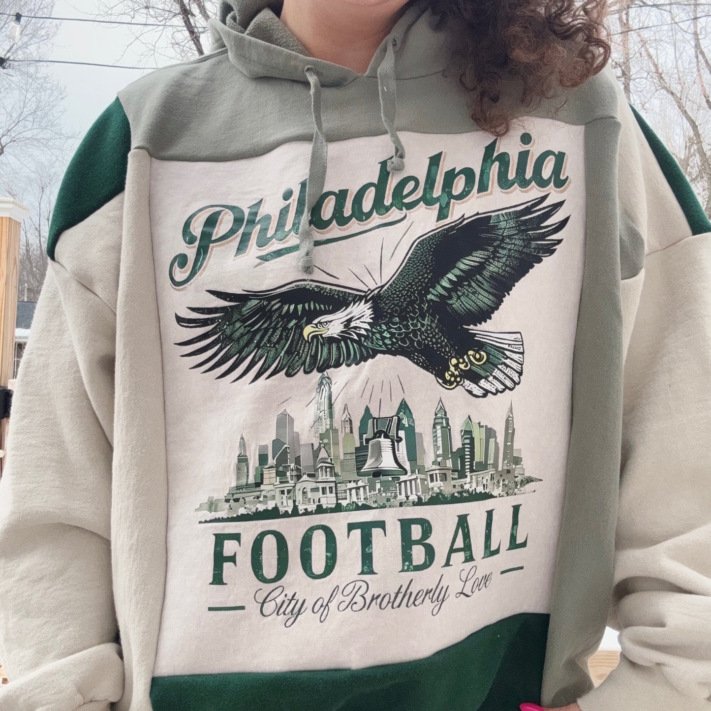 Philadelphia Football Patchwork Hoodie - Size S-2XL