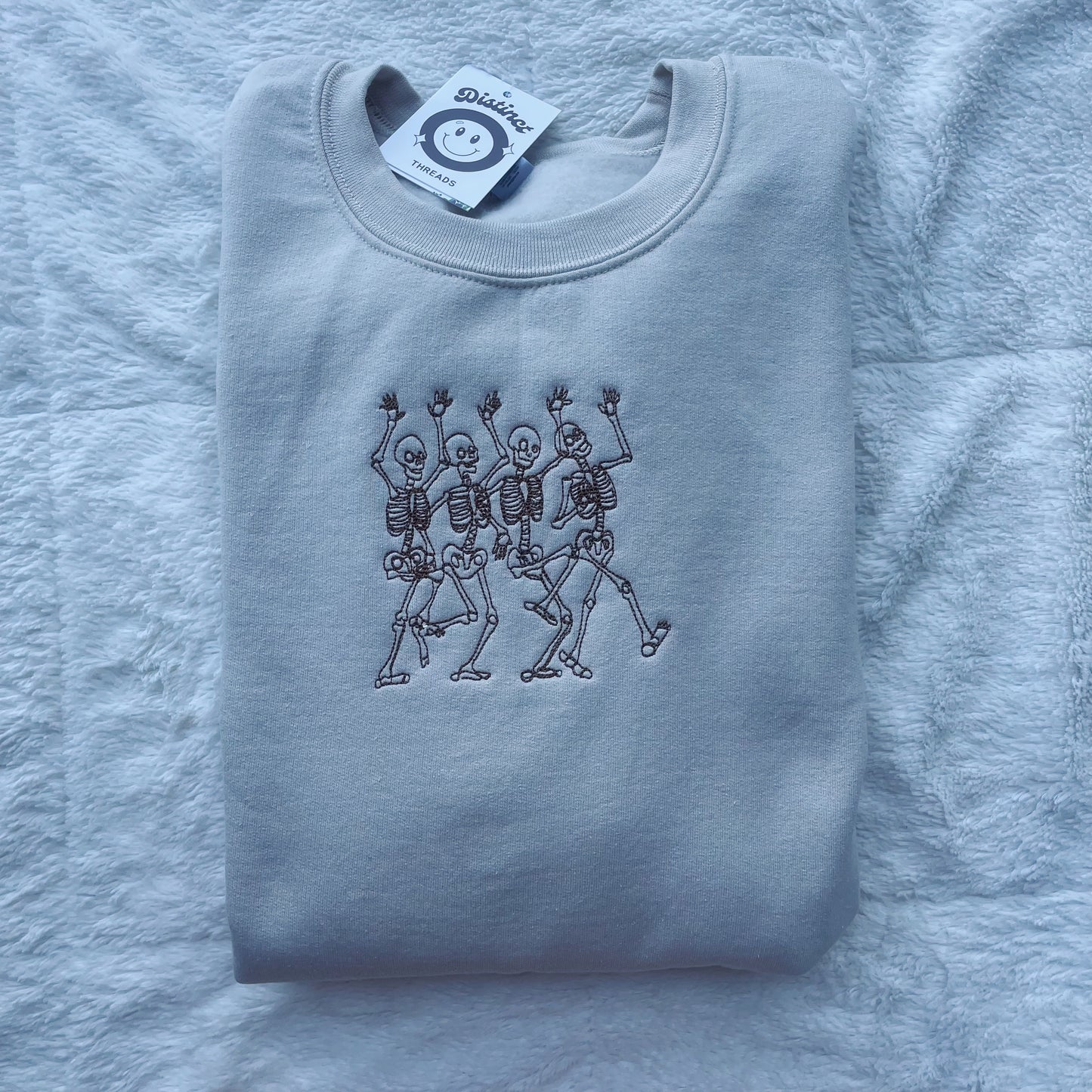 Dancing Skeletons Embroidered Crewneck Sweatshirt