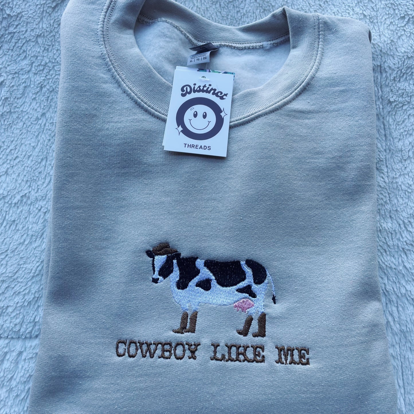 Cowboy Like Me Cow Taylor Inspired Embroidered Crewneck Sweatshirt