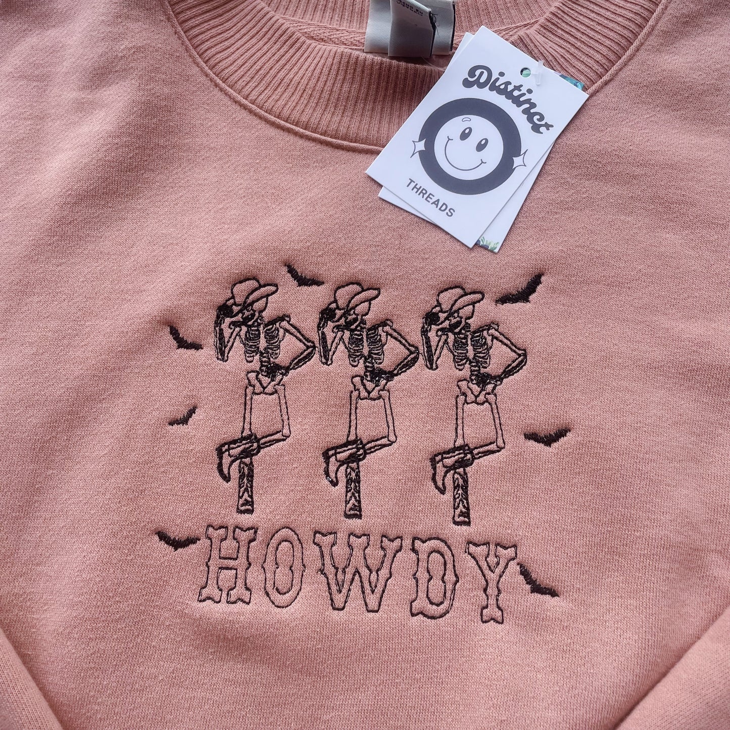 Howdy Skeletons A New Day Embroidered Crewneck - Size XL