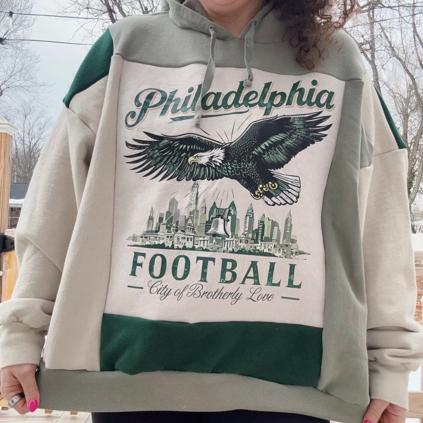 Philadelphia Football Patchwork Hoodie - Size S-2XL