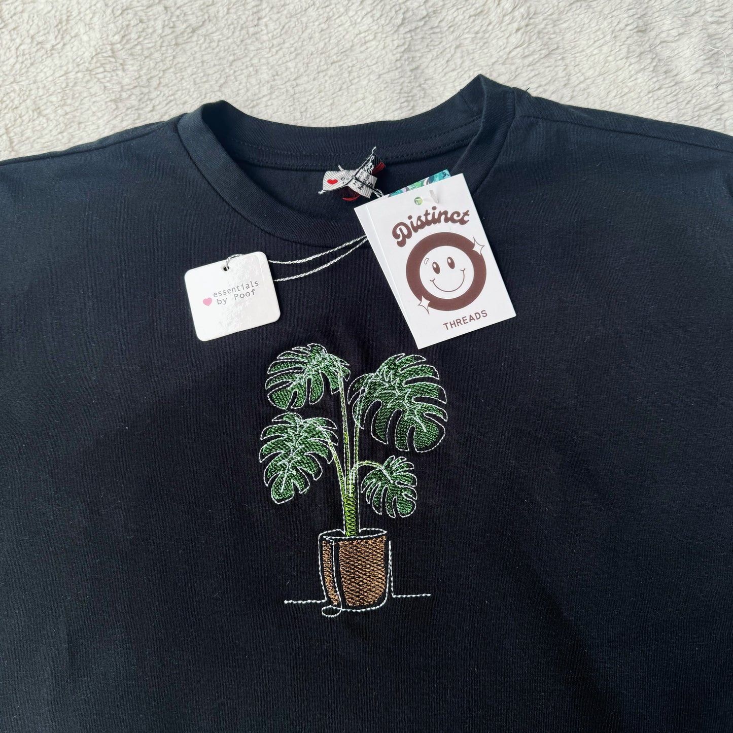 Monstera Plant Embroidered Cropped Tee