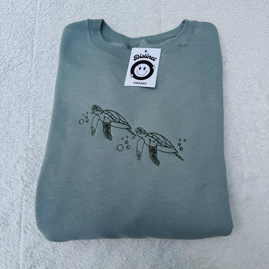 Sea Turtles Embroidered Crewneck Sweatshirt
